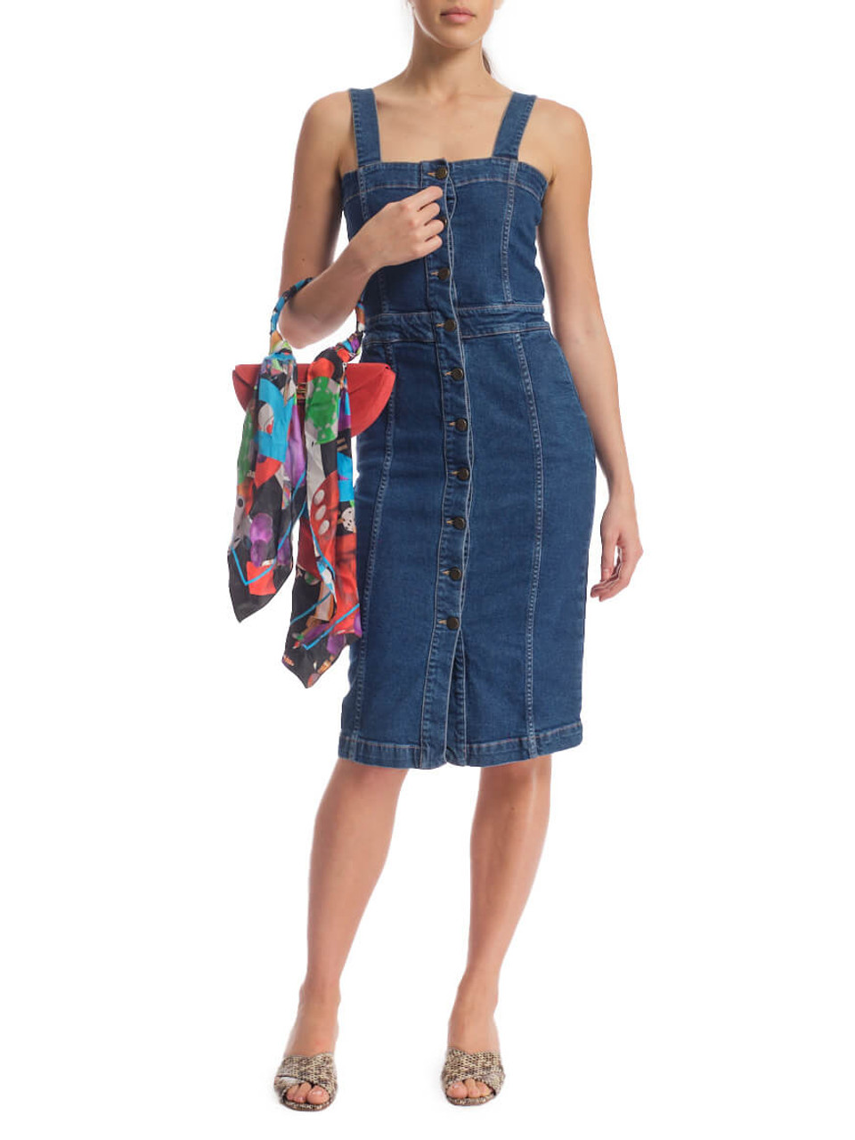 Blue Patchwork denim mini dress | FRAME | MATCHES UK